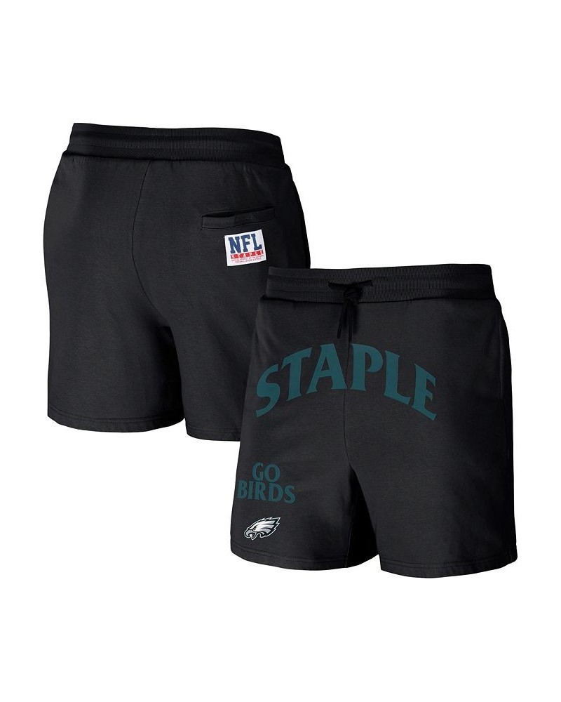 Men's NFL X Staple Black Philadelphia Eagles New Age Throwback Vintage-Like Wash Fleece Short $25.85 Shorts