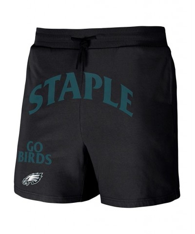 Men's NFL X Staple Black Philadelphia Eagles New Age Throwback Vintage-Like Wash Fleece Short $25.85 Shorts