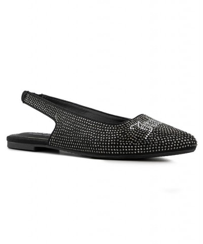 Women's Pisces Slingback Embellished Flats Black $25.00 Shoes