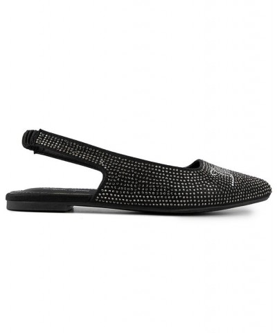 Women's Pisces Slingback Embellished Flats Black $25.00 Shoes