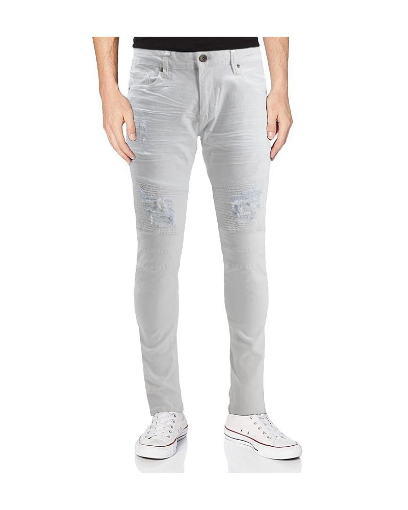 Men's Rawx Slim Fit Moto Detail Stretch Jeans White $39.78 Jeans