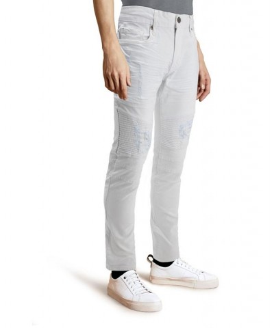 Men's Rawx Slim Fit Moto Detail Stretch Jeans White $39.78 Jeans