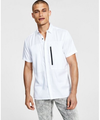 I.N.C. International Concepts Men's Regular-Fit Zip-Pocket Shirt White $18.77 Shirts