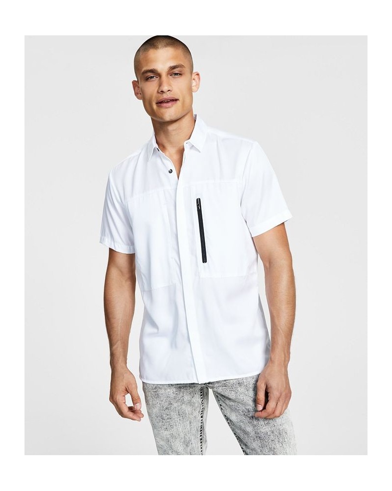 I.N.C. International Concepts Men's Regular-Fit Zip-Pocket Shirt White $18.77 Shirts