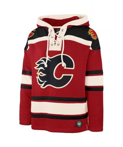 Men's Red Calgary Flames Superior Lacer Team Pullover Hoodie $42.18 Sweatshirt