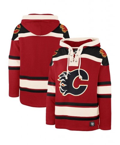 Men's Red Calgary Flames Superior Lacer Team Pullover Hoodie $42.18 Sweatshirt