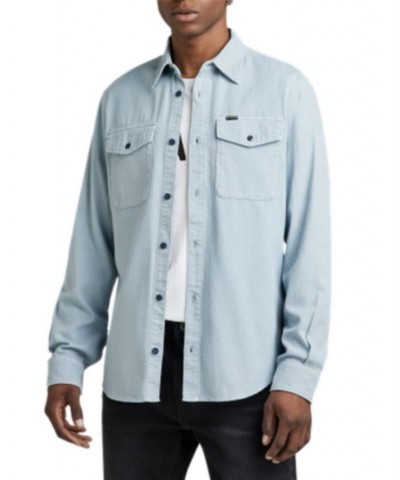 Men's Slim-Fit Marine Cotton Long Sleeve Shirt Blue $26.37 Shirts