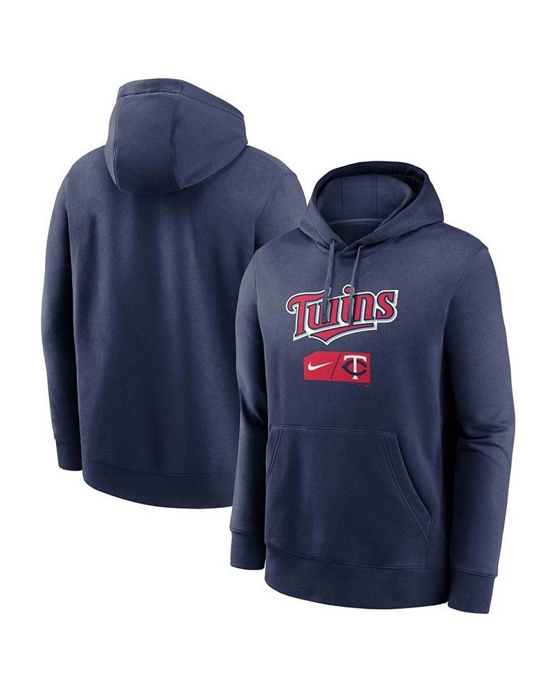 Men's Navy Minnesota Twins Team Lettering Club Pullover Hoodie $36.55 Sweatshirt