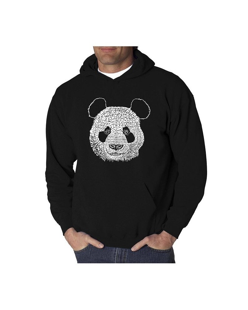 Men's Word Art Hoodie - Panda Head Black $25.80 Sweatshirt