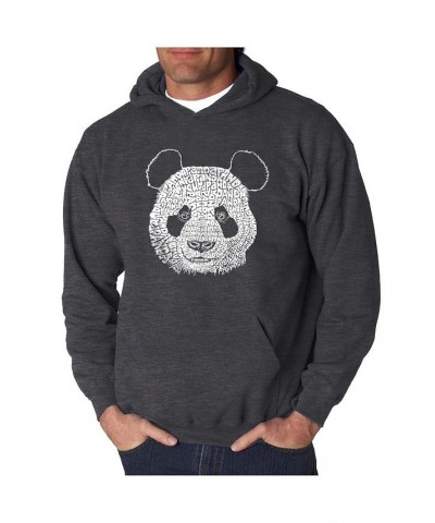 Men's Word Art Hoodie - Panda Head Black $25.80 Sweatshirt