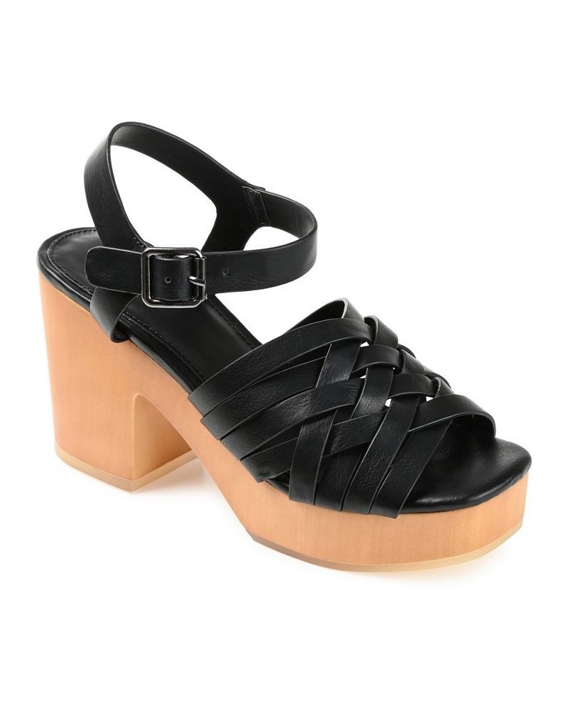 Women's Addisyn Woven Platform Sandals Black $49.50 Shoes