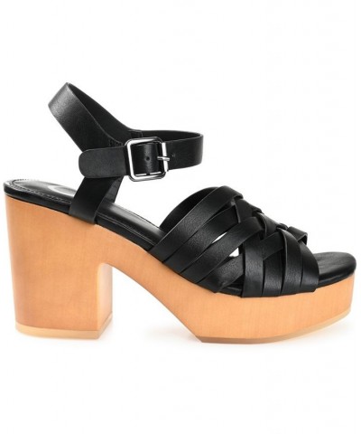 Women's Addisyn Woven Platform Sandals Black $49.50 Shoes