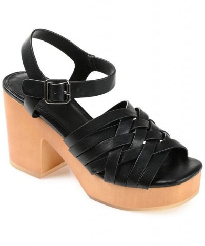 Women's Addisyn Woven Platform Sandals Black $49.50 Shoes