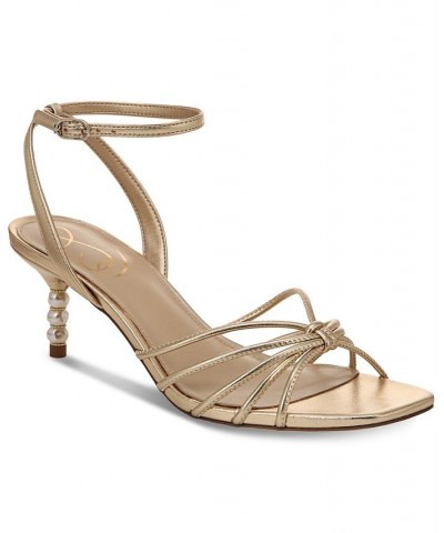 Philippa Strappy Kitten-Heel Sandals Brown $80.00 Shoes