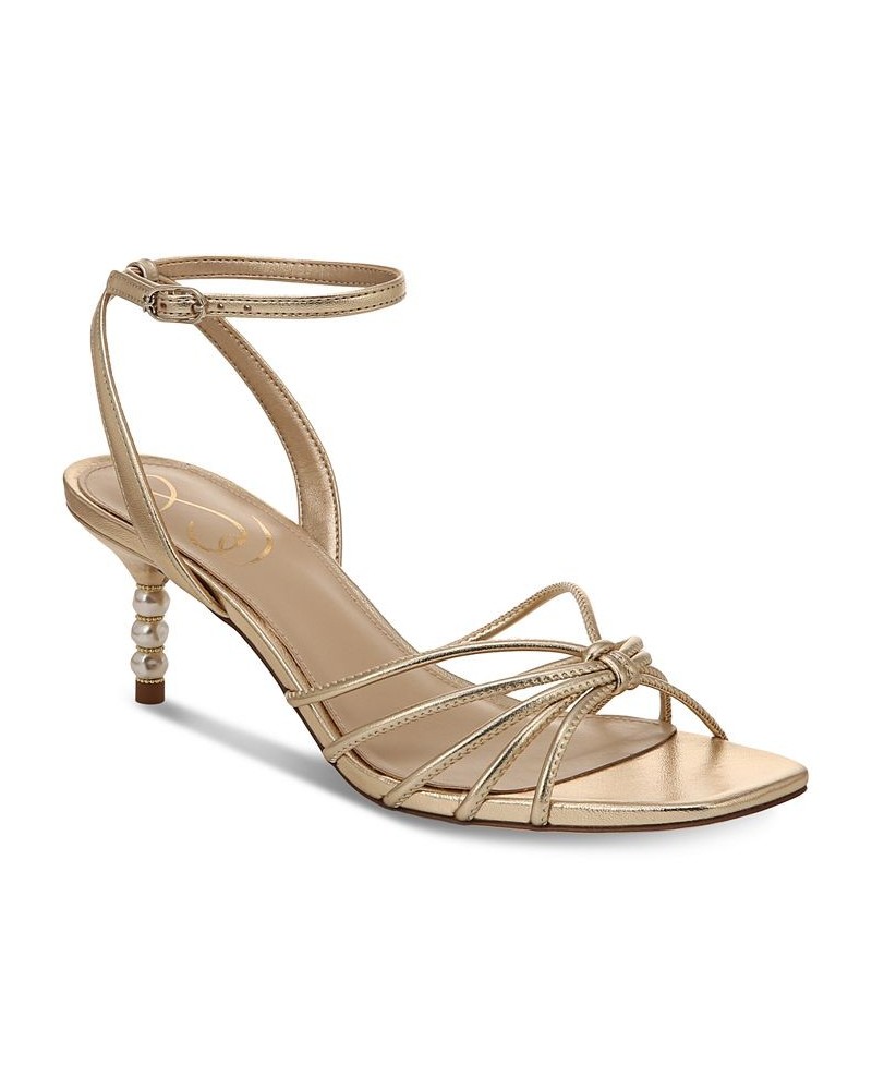 Philippa Strappy Kitten-Heel Sandals Brown $80.00 Shoes