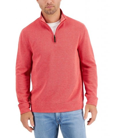 Men's Birdseye Quarter-Zip Pullover Orange $17.94 Sweaters