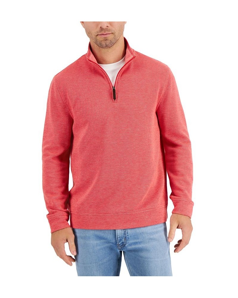 Men's Birdseye Quarter-Zip Pullover Orange $17.94 Sweaters