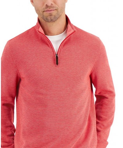 Men's Birdseye Quarter-Zip Pullover Orange $17.94 Sweaters