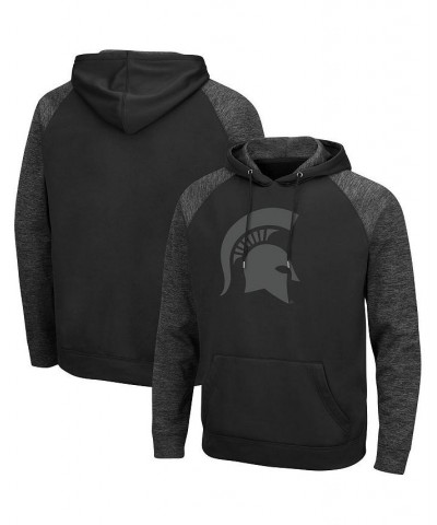 Men's Black Michigan State Spartans Blackout 3.0 Tonal Raglan Pullover Hoodie $28.70 Sweatshirt