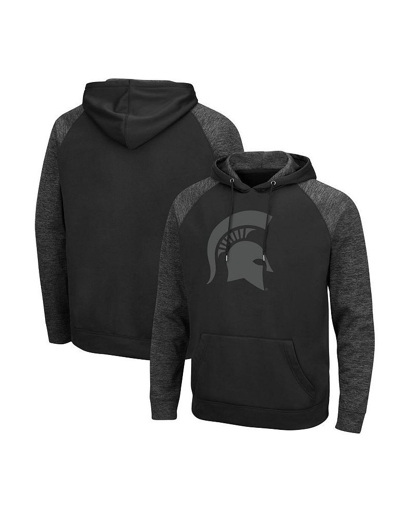 Men's Black Michigan State Spartans Blackout 3.0 Tonal Raglan Pullover Hoodie $28.70 Sweatshirt