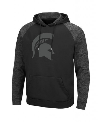 Men's Black Michigan State Spartans Blackout 3.0 Tonal Raglan Pullover Hoodie $28.70 Sweatshirt