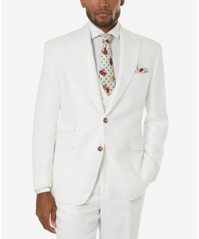 Men's Classic-Fit Linen Vested Suit Separates White $55.80 Suits