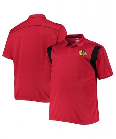 Men's Red Chicago Blackhawks Big and Tall Birdseye Polo Shirt $32.99 Polo Shirts