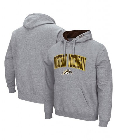 Men's Heathered Gray Western Michigan Broncos Arch and Logo Pullover Hoodie $31.34 Sweatshirt