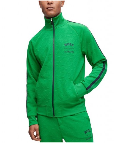 BOSS Men's AJBXNG All-Over Monograms Relaxed-Fit Zip-Up Sweatshirt Green $104.72 Sweatshirt