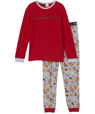 Men's Taylor Licensed Long Sleeve Pajamas, 2 Piece Set Friends Jester Red, Happy Friendsgiving $38.24 Pajama