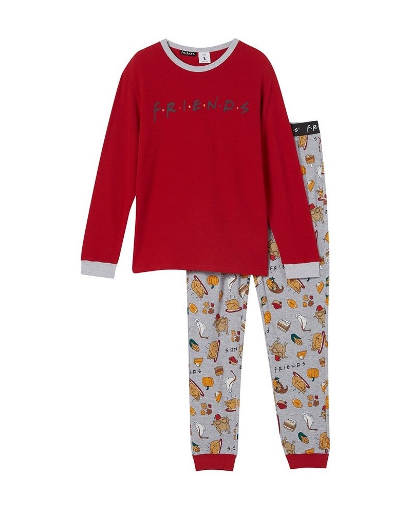 Men's Taylor Licensed Long Sleeve Pajamas, 2 Piece Set Friends Jester Red, Happy Friendsgiving $38.24 Pajama