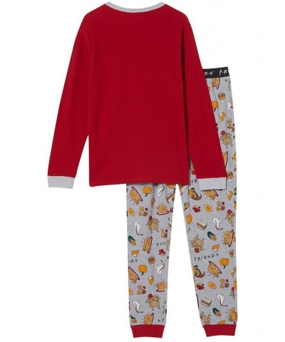 Men's Taylor Licensed Long Sleeve Pajamas, 2 Piece Set Friends Jester Red, Happy Friendsgiving $38.24 Pajama