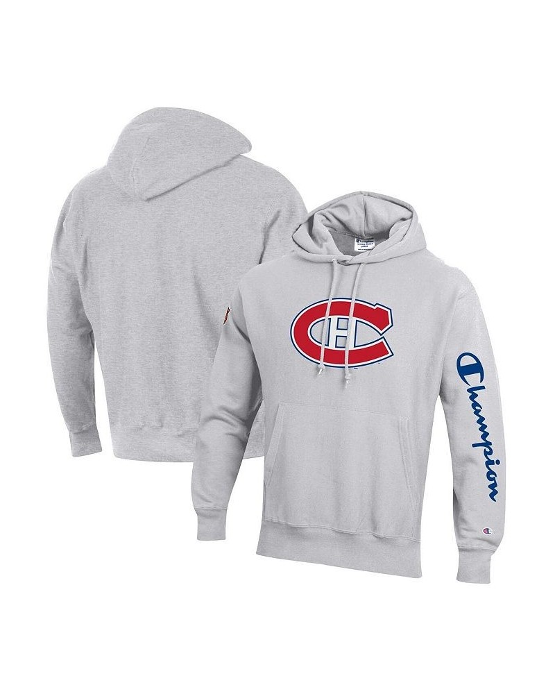 Men's Heathered Gray Montreal Canadiens Reverse Weave Pullover Hoodie $36.00 Sweatshirt