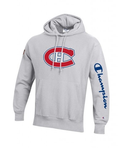 Men's Heathered Gray Montreal Canadiens Reverse Weave Pullover Hoodie $36.00 Sweatshirt