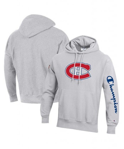 Men's Heathered Gray Montreal Canadiens Reverse Weave Pullover Hoodie $36.00 Sweatshirt