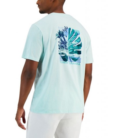 Men's Monstera Fade Logo Graphic T-Shirt Blue $25.80 T-Shirts