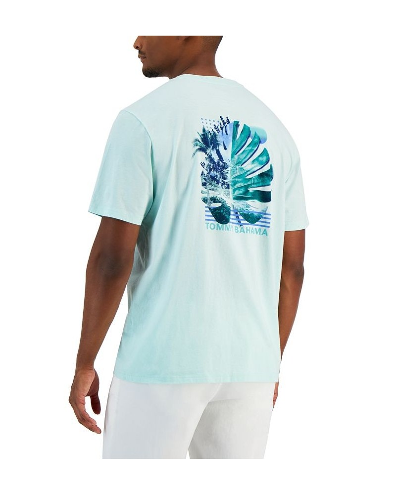 Men's Monstera Fade Logo Graphic T-Shirt Blue $25.80 T-Shirts