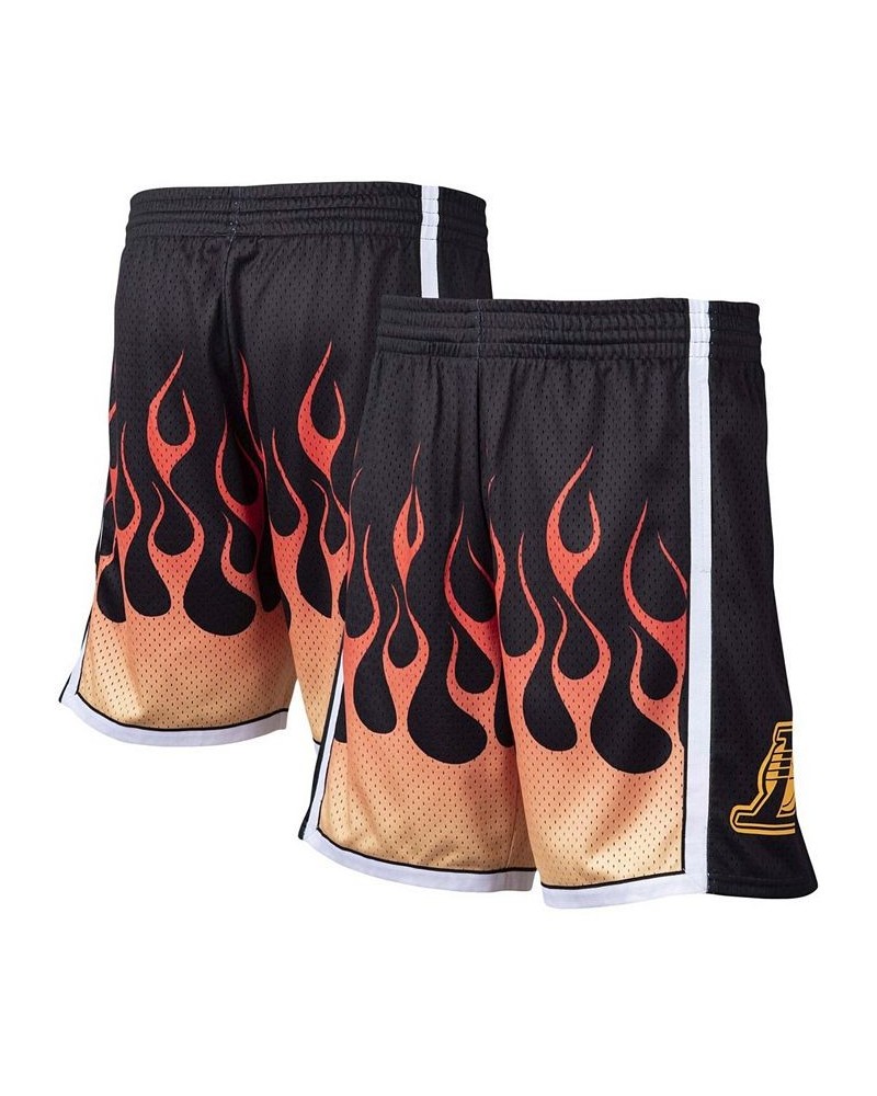 Men's Black Los Angeles Lakers 2009/10 Flames Swingman Shorts $38.25 Shorts