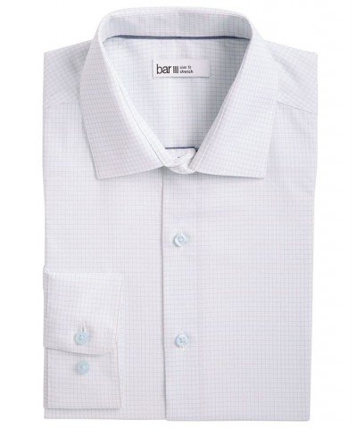 Men's Slim Fit Grid Print Dress Shirt Blue $19.80 Dress Shirts