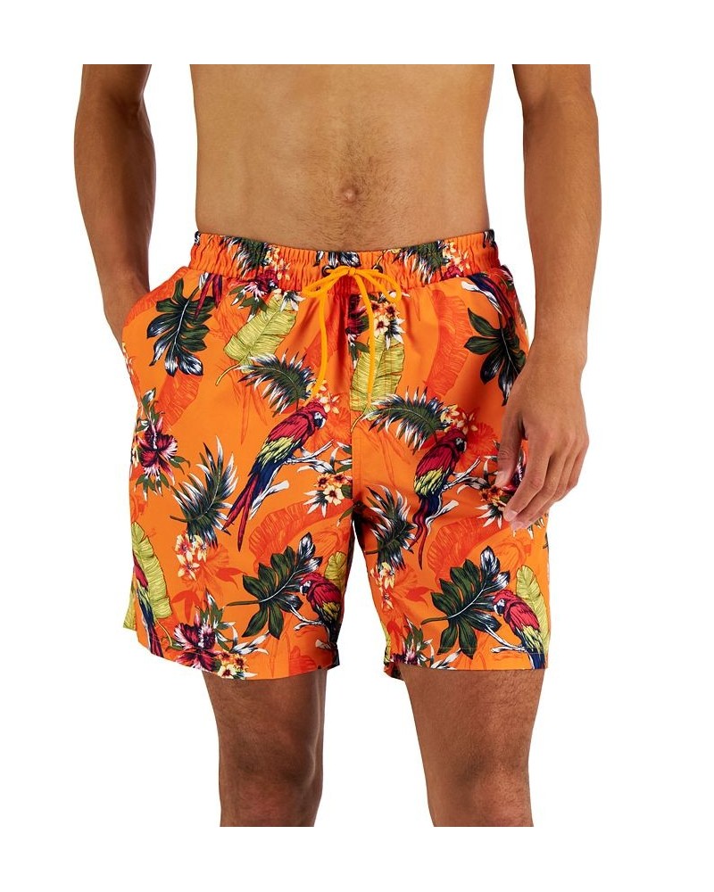 Men's Tropical Bird-Print Swim Shorts Orange $14.99 Swimsuits