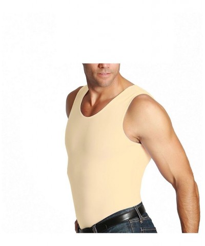 Men's Big & Tall Insta Slim Compression Muscle Tank Top Tan/Beige $35.67 Undershirt