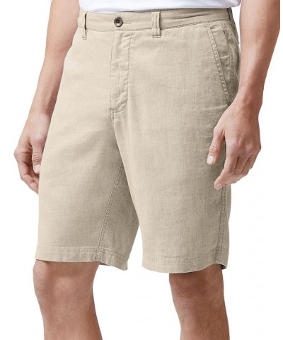 Men's Flat Front Beach Linen Stretch 10" Shorts Brown $45.77 Shorts