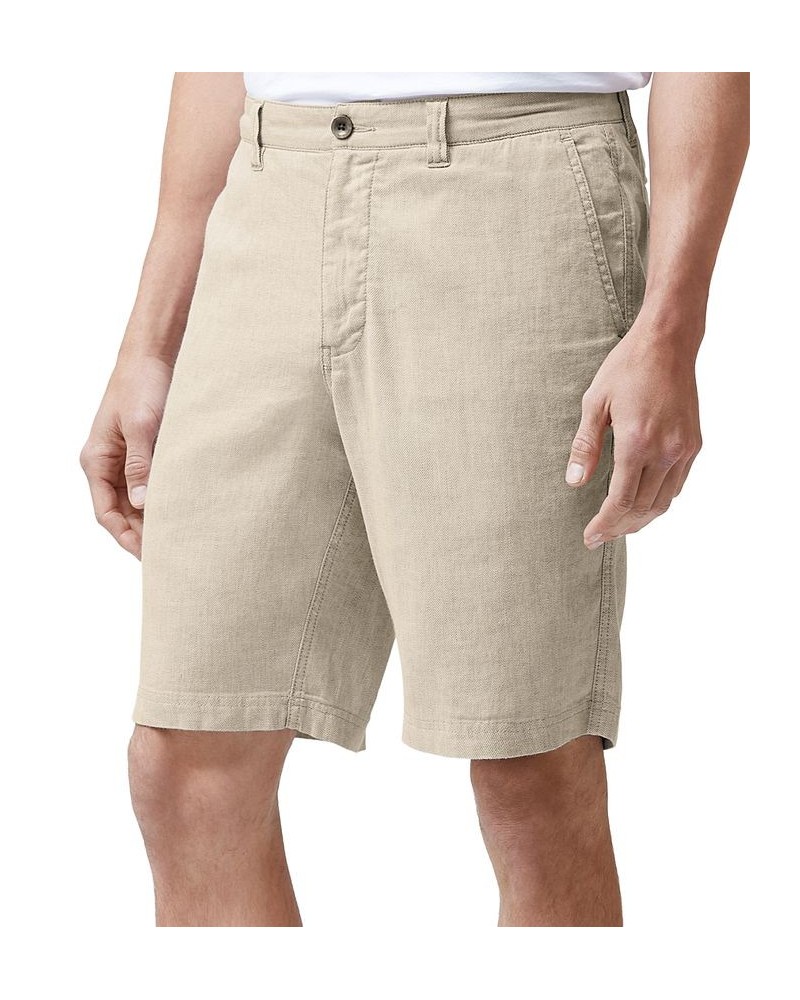 Men's Flat Front Beach Linen Stretch 10" Shorts Brown $45.77 Shorts