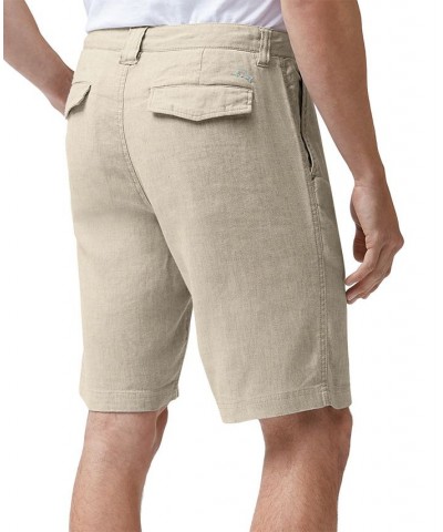 Men's Flat Front Beach Linen Stretch 10" Shorts Brown $45.77 Shorts