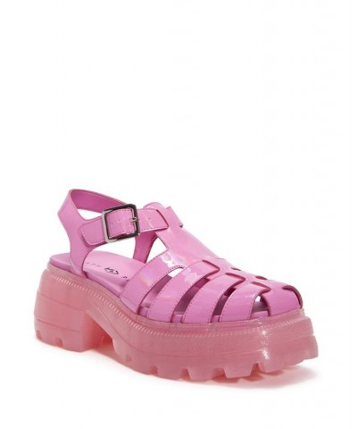 Women's The Geli Combat Fisherman Buckle Pink $53.55 Shoes