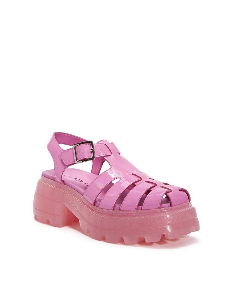 Women's The Geli Combat Fisherman Buckle Pink $53.55 Shoes