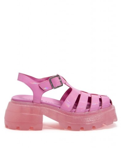 Women's The Geli Combat Fisherman Buckle Pink $53.55 Shoes