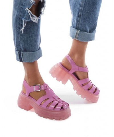 Women's The Geli Combat Fisherman Buckle Pink $53.55 Shoes