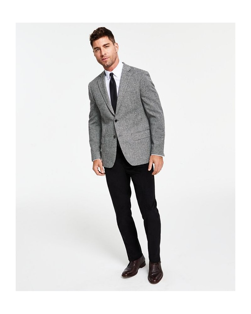 Men's Wool Classic-Fit Ultraflex Stretch Herringbone Blazer Black $54.40 Blazers