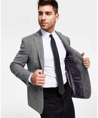 Men's Wool Classic-Fit Ultraflex Stretch Herringbone Blazer Black $54.40 Blazers